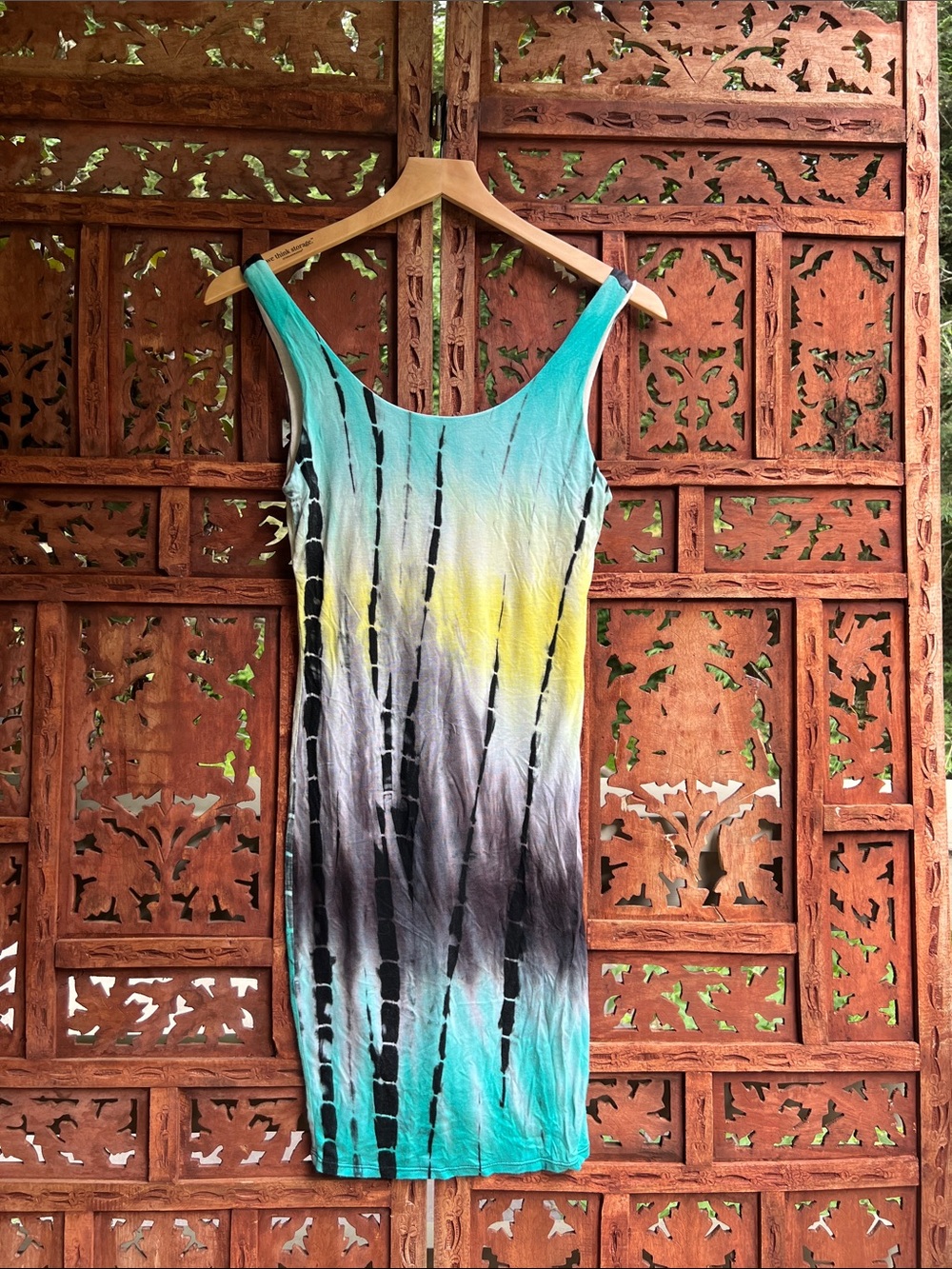 Active USA Teal and Black Tie-Dye Dress